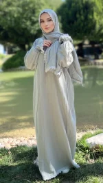 Açık Yeşil Müslin Namaz Elbisesi