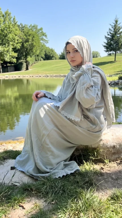 Açık Yeşil Müslin Namaz Elbisesi