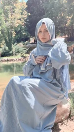 İndigo Mavi Müslin Namaz Elbisesi