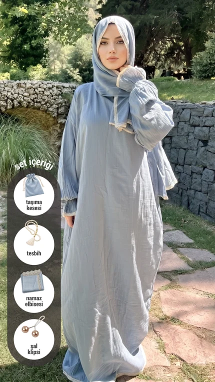 Vadre Namaz Elbisesi İndigo Mavi