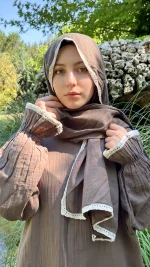 Vadre kahverengi müslin namaz elbisesi