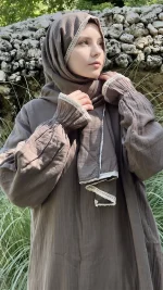 Vadre kahverengi müslin namaz elbisesi