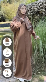 Vadre kahverengi müslin namaz elbisesi