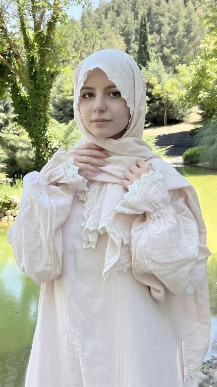 Vadre toz pembe müslin namaz elbisesi