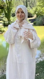 Vadre toz pembe müslin namaz elbisesi