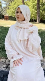 Vadre toz pembe müslin namaz elbisesi